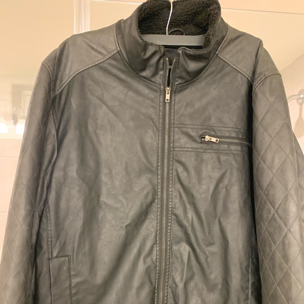 Men’s Faux Leather Zip Up Jacket